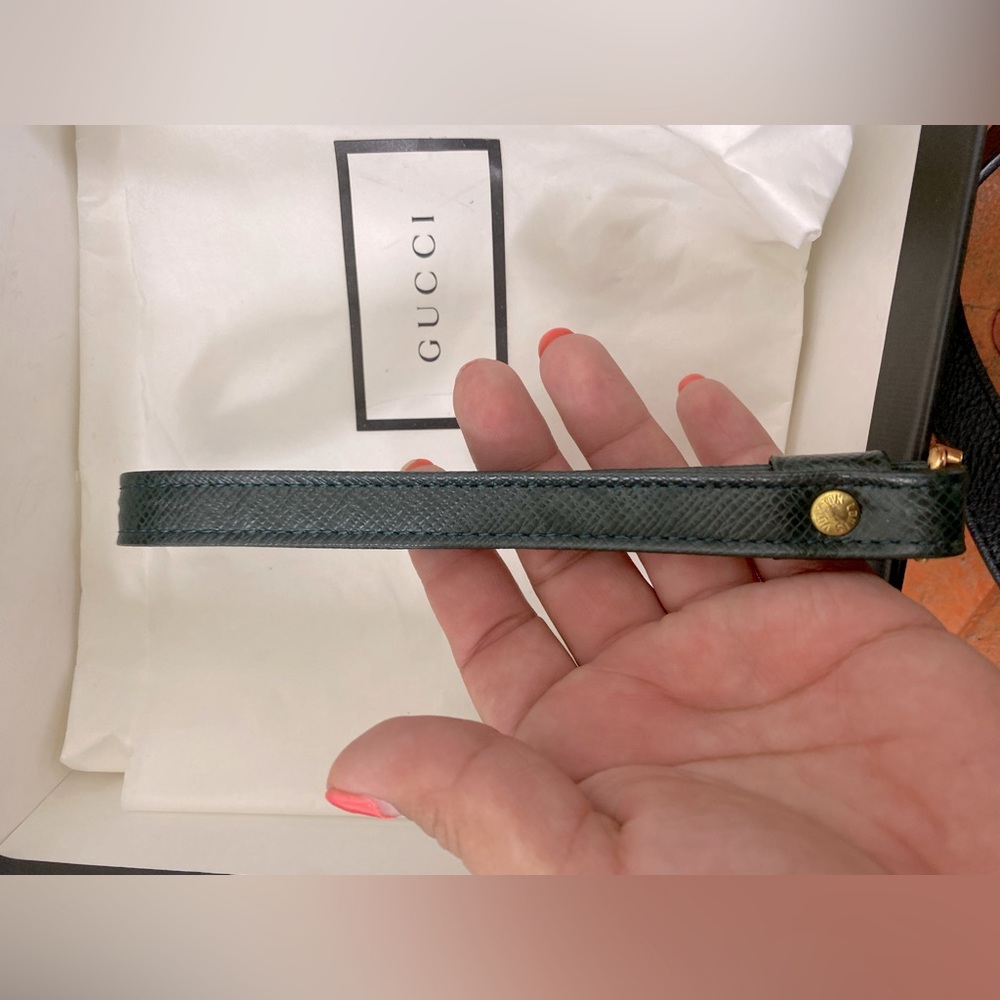 Small authentic forest green Louis Vuitton keychain